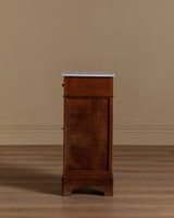 French Oak & Marble Pedestal Cabinet / Accent Table, Late 19th Century - Lone Fox