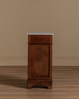 French Oak & Marble Pedestal Cabinet / Accent Table, Late 19th Century - Lone Fox