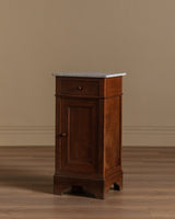 French Oak & Marble Pedestal Cabinet / Accent Table, Late 19th Century - Lone Fox