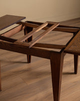 French Oak Tapered Leg Dining Table w/ Leaves, 1950's - Lone Fox
