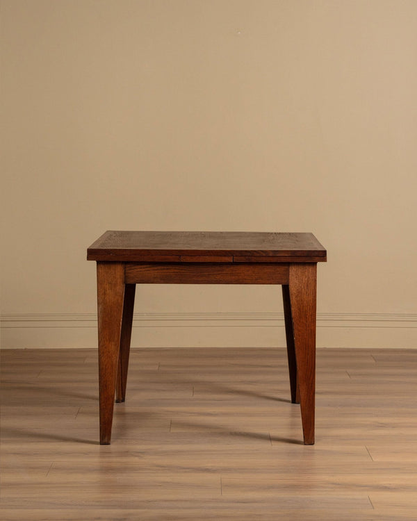 French Oak Tapered Leg Dining Table w/ Leaves, 1950's - Lone Fox