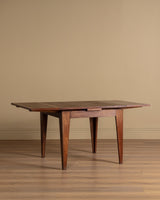 French Oak Tapered Leg Dining Table w/ Leaves, 1950's - Lone Fox
