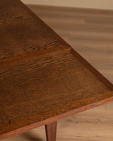 French Oak Tapered Leg Dining Table w/ Leaves, 1950's - Lone Fox