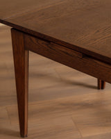 French Oak Tapered Leg Dining Table w/ Leaves, 1950's - Lone Fox