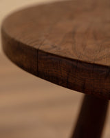 French Round Oak Coffee Table w/ Flared Legs, 1960's - Lone Fox