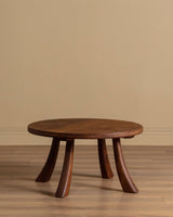 French Round Oak Coffee Table w/ Flared Legs, 1960's - Lone Fox