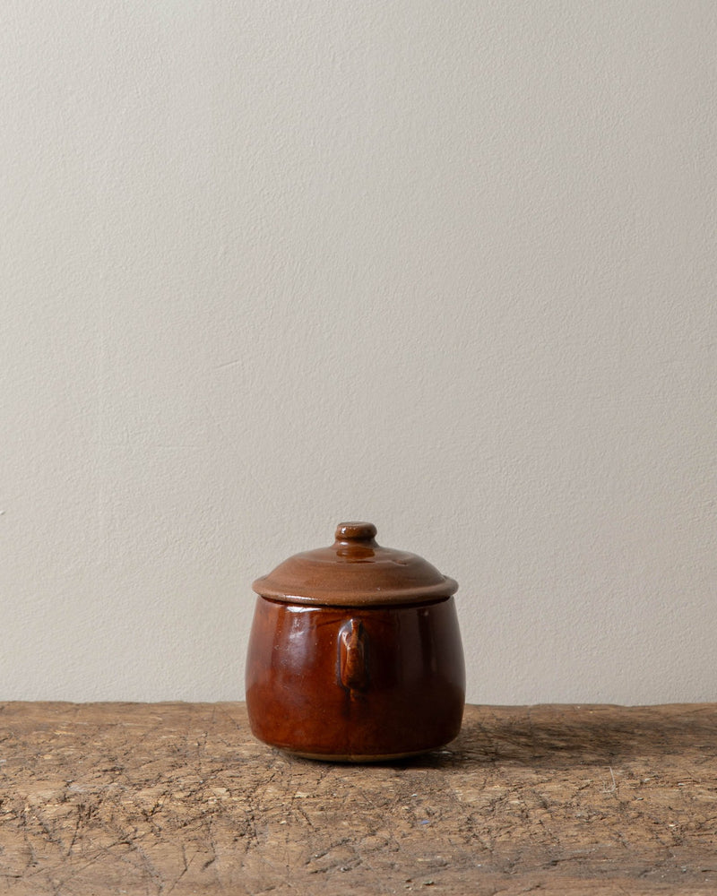 French Rust Ceramic Jar w/ Lid - Lone Fox