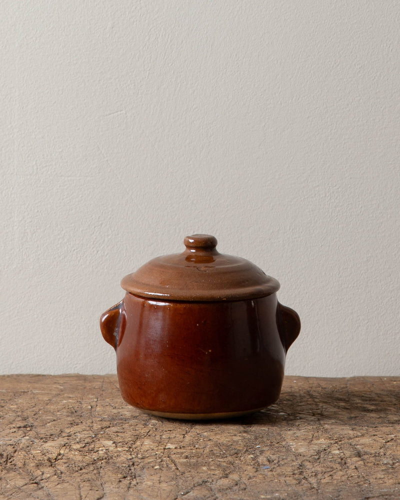 French Rust Ceramic Jar w/ Lid - Lone Fox