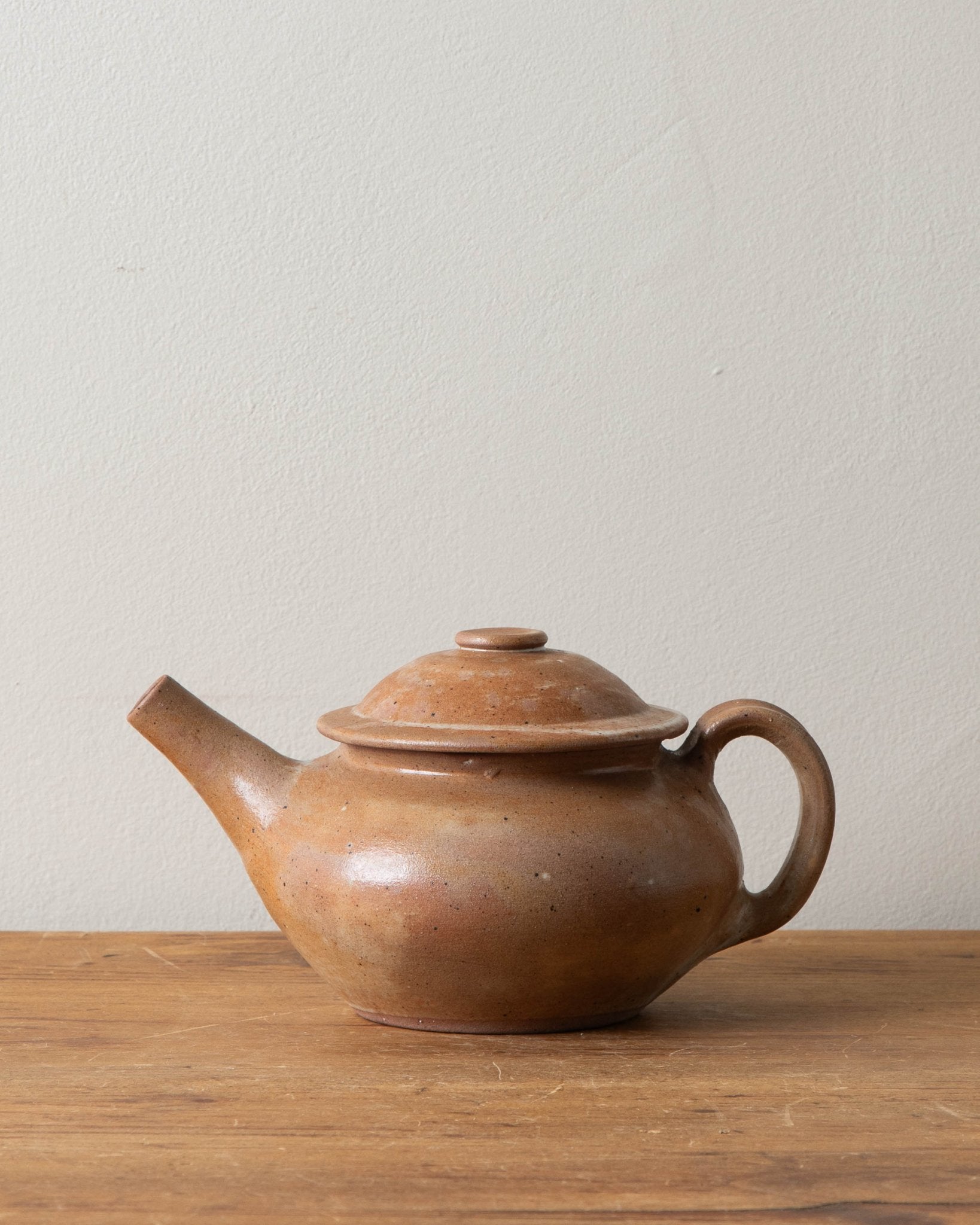 French Speckled Wide Mouth Stoneware Teapot, 1970's - Lone Fox