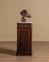 French Walnut & Marble Pedestal Cabinet / Accent Table, Late 19th Century - Lone Fox