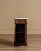 French Walnut & Marble Pedestal Cabinet / Accent Table, Late 19th Century - Lone Fox