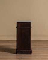 French Walnut & Marble Pedestal Cabinet / Accent Table, Late 19th Century - Lone Fox