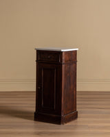 French Walnut & Marble Pedestal Cabinet / Accent Table, Late 19th Century - Lone Fox