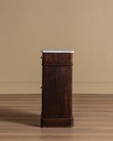 French Walnut & Marble Pedestal Cabinet / Accent Table, Late 19th Century - Lone Fox