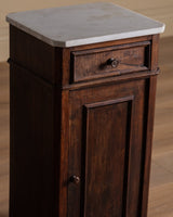 French Walnut & Marble Pedestal Cabinet / Accent Table, Late 19th Century - Lone Fox