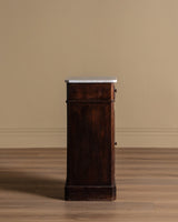 French Walnut & Marble Pedestal Cabinet / Accent Table, Late 19th Century - Lone Fox