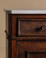 French Walnut & Marble Pedestal Cabinet / Accent Table, Late 19th Century - Lone Fox