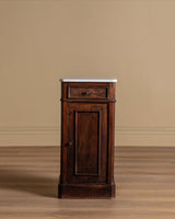French Walnut & Marble Pedestal Cabinet / Accent Table, Late 19th Century - Lone Fox