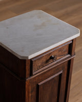 French Walnut & Marble Pedestal Cabinet / Accent Table, Late 19th Century - Lone Fox