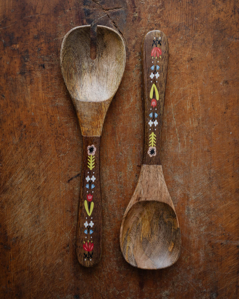 Frida Hand Painted Salad Servers - Lone Fox