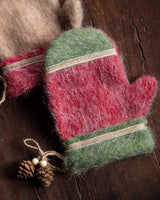 Fuzzy Felt Mitten Ornaments with Pinecone (Set of 3) - Lone Fox