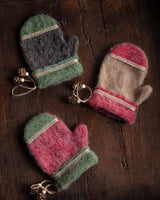 Fuzzy Felt Mitten Ornaments with Pinecone (Set of 3) - Lone Fox