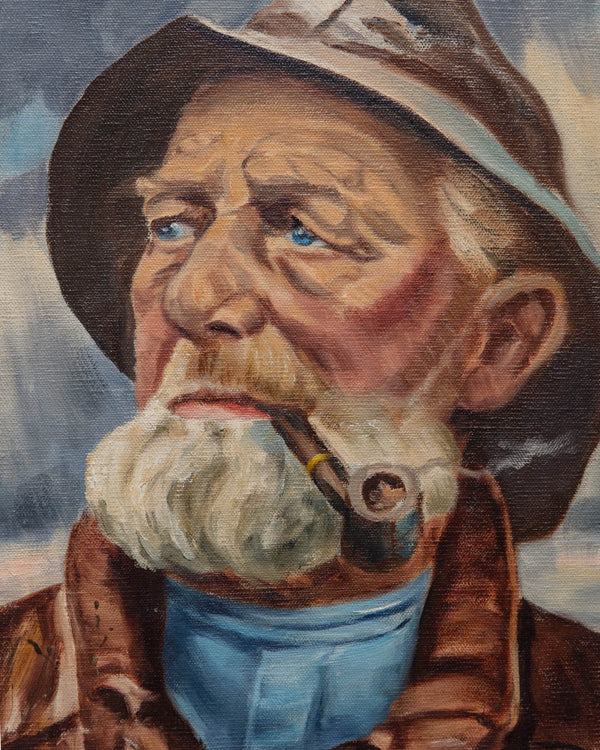 Gentleman with Pipe Portrait Oil Painting - Lone Fox