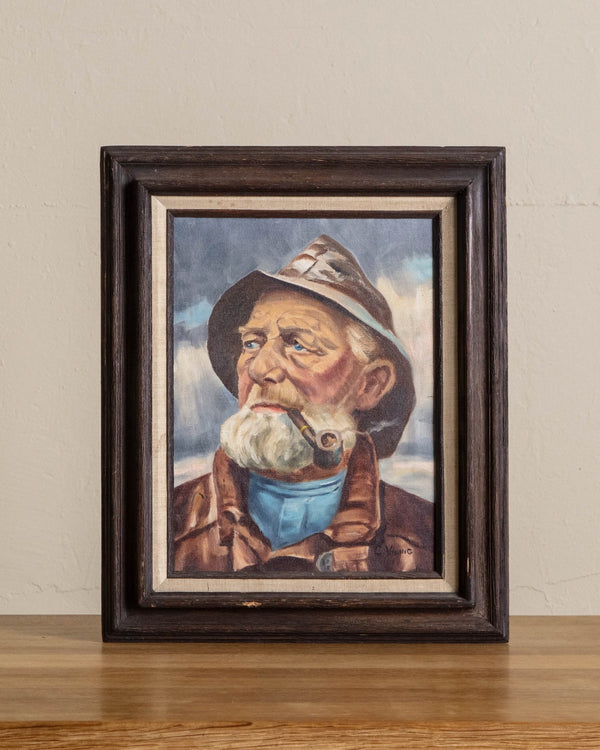 Gentleman with Pipe Portrait Oil Painting - Lone Fox