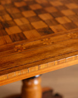 Geometric Inlaid Pedestal Game Table, Italy, 19th Century - Lone Fox