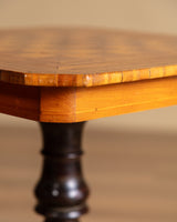 Geometric Inlaid Pedestal Game Table, Italy, 19th Century - Lone Fox