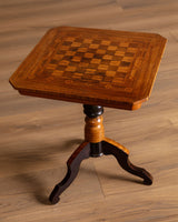 Geometric Inlaid Pedestal Game Table, Italy, 19th Century - Lone Fox