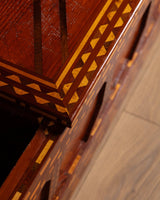 Geometric Inlaid Wood Storage Bench / Chest, United States, Early 20th Century - Lone Fox