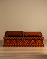 Geometric Inlaid Wood Storage Bench / Chest, United States, Early 20th Century - Lone Fox