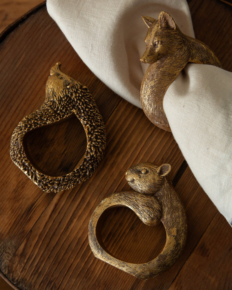 Gilded Animal Napkin Rings - Lone Fox