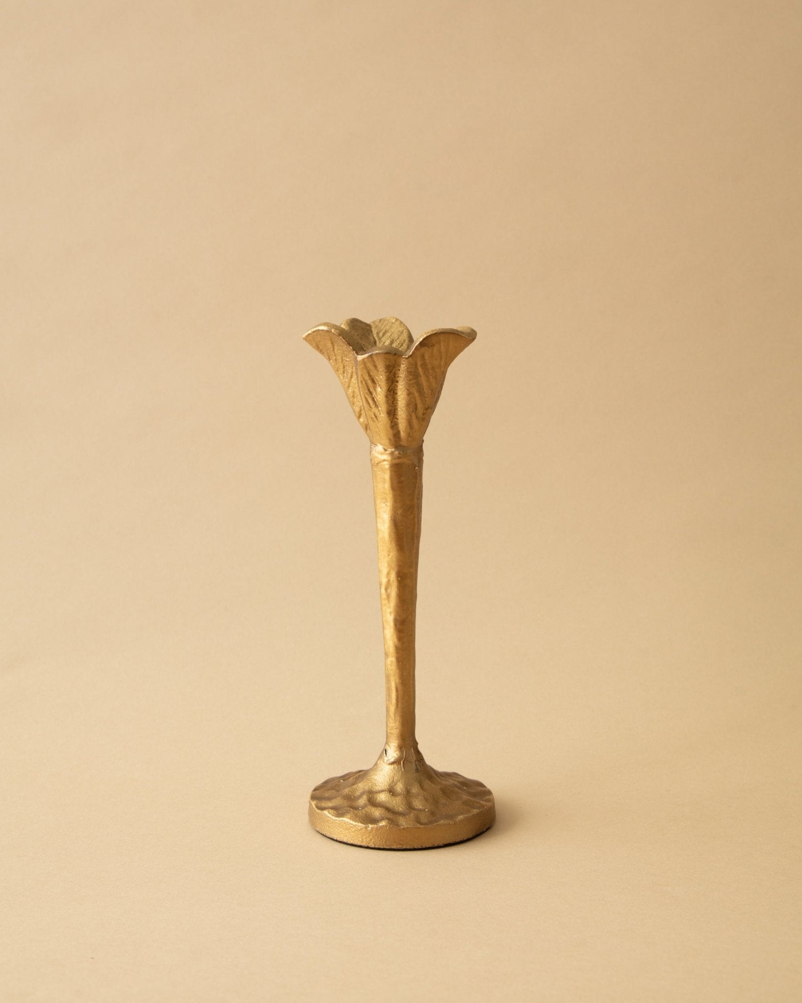 Gilded Cast Iron Flower Shaped Taper Holder