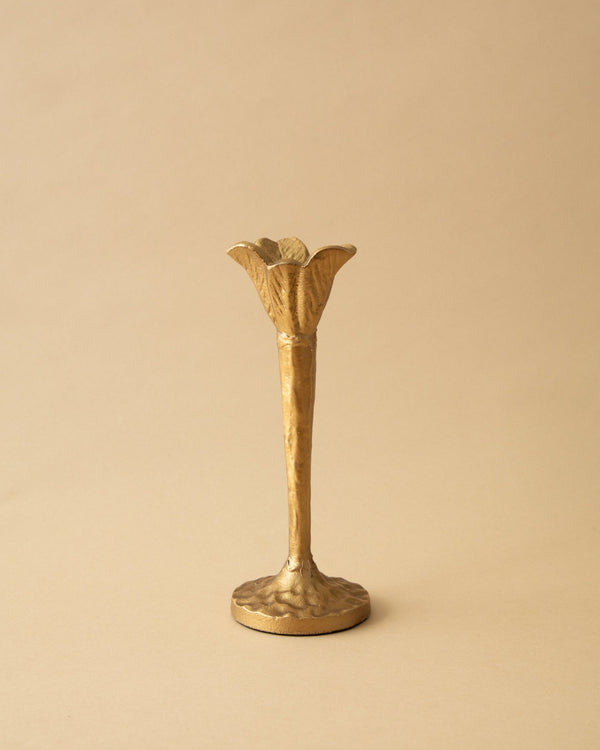 Gilded Cast Iron Flower Shaped Taper Holder - Lone Fox