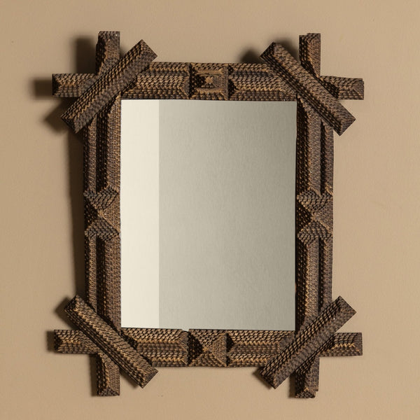 Gilded Tramp Art Mirror with Exaggerated Corners, American, 19th