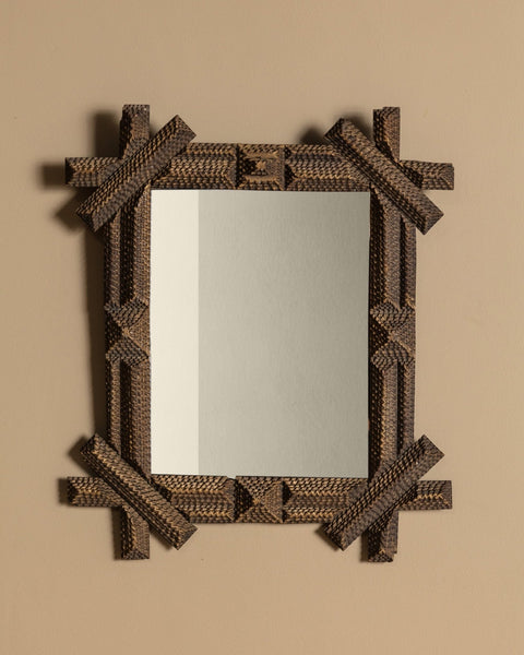 Gilded Tramp Art Mirror with Exaggerated Corners, American, 19th