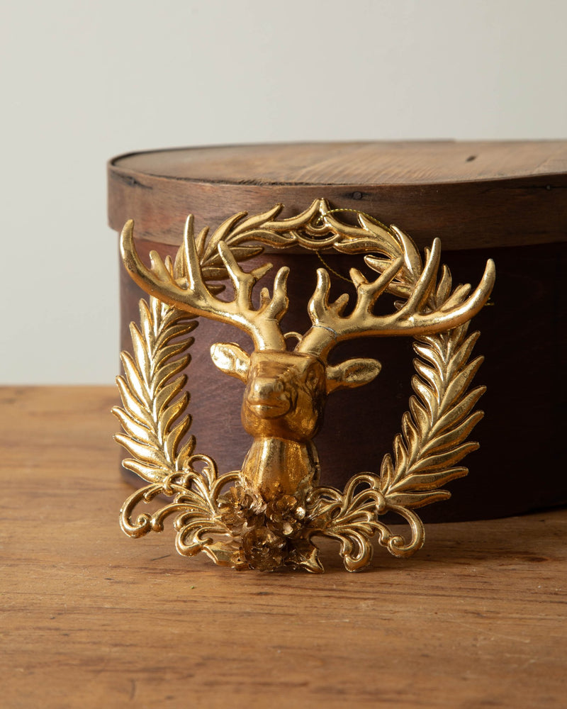 Gilded Wreath & Deer Ornament - Lone Fox