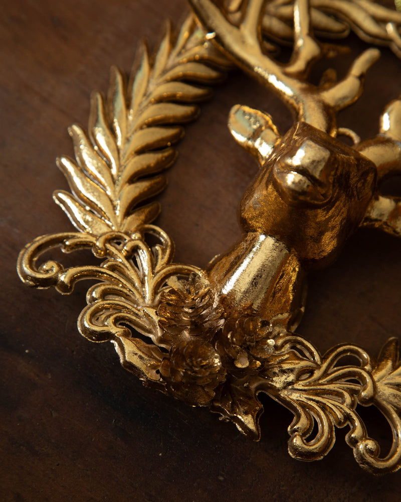 Gilded Wreath & Deer Ornament - Lone Fox