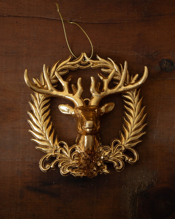 Gilded Wreath & Deer Ornament - Lone Fox