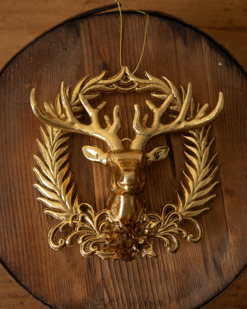 Gilded Wreath & Deer Ornament - Lone Fox