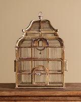 Gilt Painted Pagoda Wooden Birdcage, France, Mid-20th Century - Lone Fox
