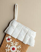 Gingerbread Embroidered Wool Felt Snowflake Stocking - Lone Fox