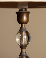 Glass and Brass Table Lamp w/ Hand Painted Shade, Italy, 1950s - Lone Fox