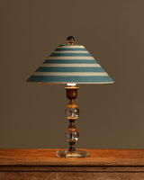 Glass and Brass Table Lamp w/ Hand Painted Shade, Italy, 1950s - Lone Fox
