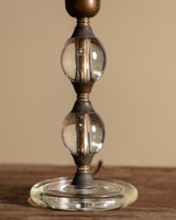 Glass and Brass Table Lamp w/ Hand Painted Shade, Italy, 1950s - Lone Fox