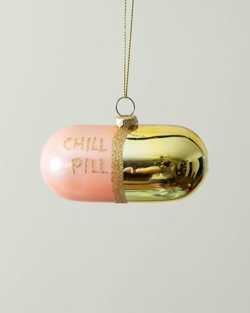 Glass "Chill Pill" Ornament - Lone Fox