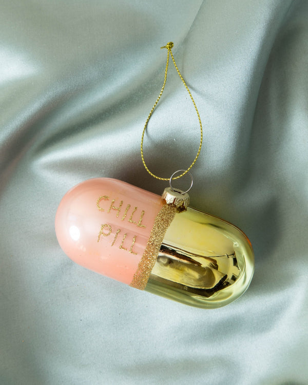 Glass "Chill Pill" Ornament - Lone Fox