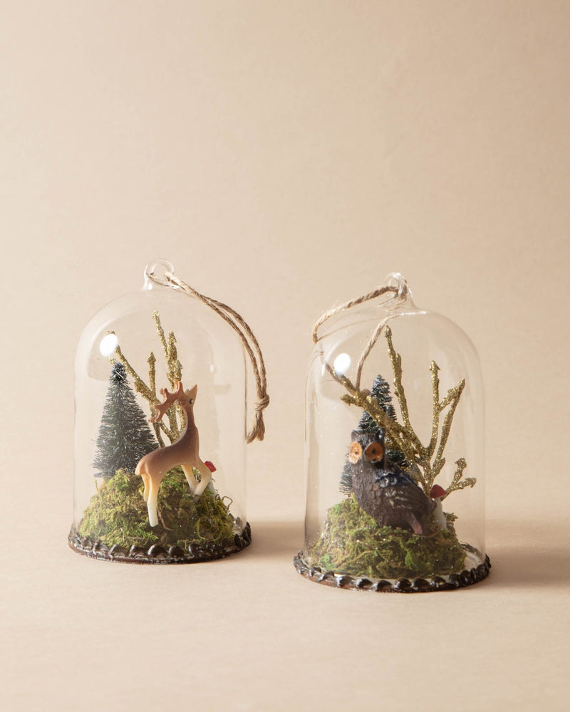 Glass Cloche Forest Animal Ornaments - Lone Fox